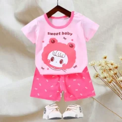 2 Pieces Toddler Boys T-shirt & Shorts Outfit Animal Cartoon Bear Short Sleeve Cotton Set Outdoor Neutral Daily Basic Summer Spring 3-7 Years Short set 30-RABBIT rabbit. Short set 35-Happy Niu Niu