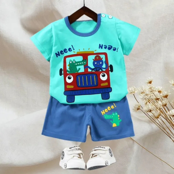 2 Pieces Toddler Boys T-shirt & Shorts Outfit Animal Cartoon Bear Short Sleeve Cotton Set Outdoor Neutral Daily Basic Summer Spring 3-7 Years Short set 30-RABBIT rabbit. Short set 35-Happy Niu Niu