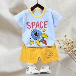 2 Pieces Toddler Boys T-shirt & Shorts Outfit Animal Cartoon Bear Short Sleeve Cotton Set Outdoor Neutral Daily Basic Summer Spring 3-7 Years Short set 30-RABBIT rabbit. Short set 35-Happy Niu Niu