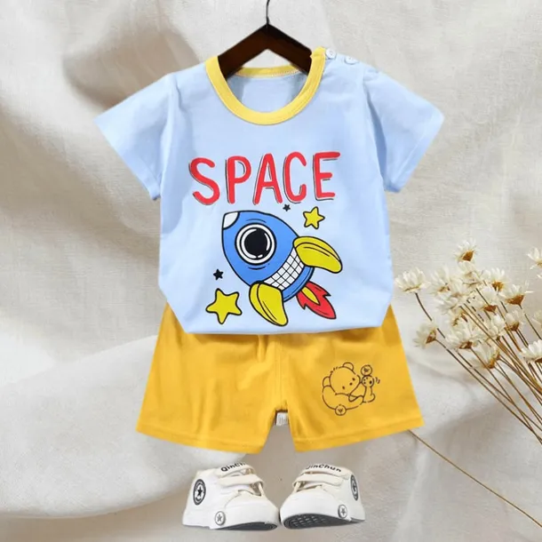 2 Pieces Toddler Boys T-shirt & Shorts Outfit Animal Cartoon Bear Short Sleeve Cotton Set Outdoor Neutral Daily Basic Summer Spring 3-7 Years Short set 30-RABBIT rabbit. Short set 35-Happy Niu Niu