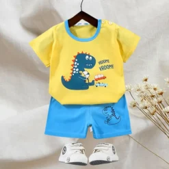 2 Pieces Toddler Boys T-shirt & Shorts Outfit Animal Cartoon Bear Short Sleeve Cotton Set Outdoor Neutral Daily Basic Summer Spring 3-7 Years Short set 30-RABBIT rabbit. Short set 35-Happy Niu Niu