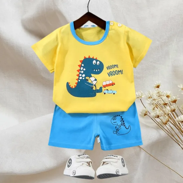 2 Pieces Toddler Boys T-shirt & Shorts Outfit Animal Cartoon Bear Short Sleeve Cotton Set Outdoor Neutral Daily Basic Summer Spring 3-7 Years Short set 30-RABBIT rabbit. Short set 35-Happy Niu Niu