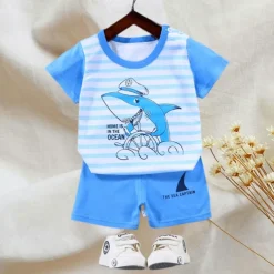 2 Pieces Toddler Boys T-shirt & Shorts Outfit Animal Cartoon Bear Short Sleeve Cotton Set Outdoor Neutral Daily Basic Summer Spring 3-7 Years Short set 30-RABBIT rabbit. Short set 35-Happy Niu Niu