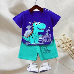 2 Pieces Toddler Boys T-shirt & Shorts Outfit Animal Cartoon Bear Short Sleeve Cotton Set Outdoor Neutral Daily Basic Summer Spring 3-7 Years Short set 30-RABBIT rabbit. Short set 35-Happy Niu Niu