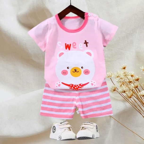 2 Pieces Toddler Boys T-shirt & Shorts Outfit Animal Cartoon Bear Short Sleeve Cotton Set Outdoor Neutral Daily Basic Summer Spring 3-7 Years Short set 30-RABBIT rabbit. Short set 35-Happy Niu Niu