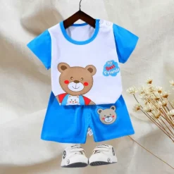 2 Pieces Toddler Boys T-shirt & Shorts Outfit Animal Cartoon Bear Short Sleeve Cotton Set Outdoor Neutral Daily Basic Summer Spring 3-7 Years Short set 30-RABBIT rabbit. Short set 35-Happy Niu Niu