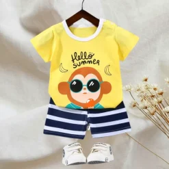 2 Pieces Toddler Boys T-shirt & Shorts Outfit Animal Cartoon Bear Short Sleeve Cotton Set Outdoor Neutral Daily Basic Summer Spring 3-7 Years Short set 30-RABBIT rabbit. Short set 35-Happy Niu Niu
