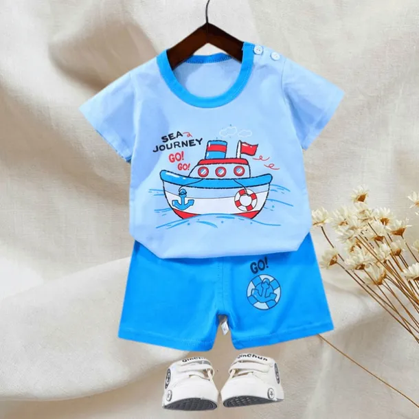 2 Pieces Toddler Boys T-shirt & Shorts Outfit Animal Cartoon Bear Short Sleeve Cotton Set Outdoor Neutral Daily Basic Summer Spring 3-7 Years Short set 30-RABBIT rabbit. Short set 35-Happy Niu Niu