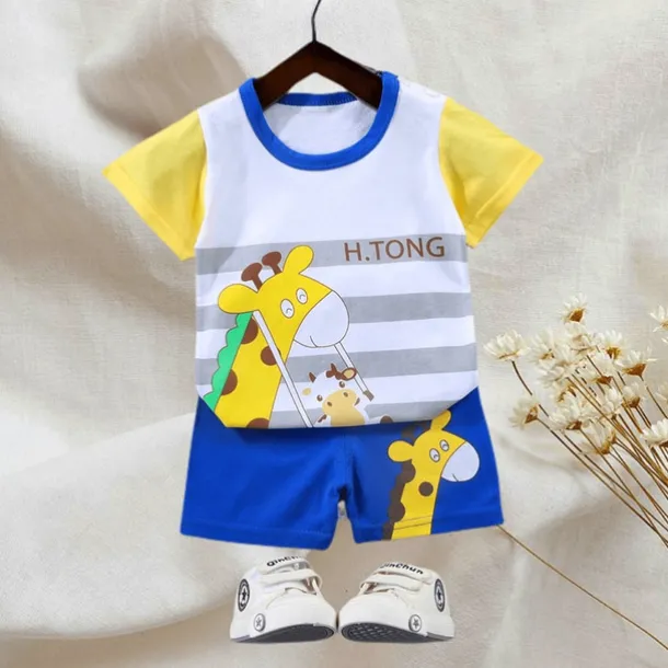 2 Pieces Toddler Boys T-shirt & Shorts Outfit Animal Cartoon Bear Short Sleeve Cotton Set Outdoor Neutral Daily Basic Summer Spring 3-7 Years Short set 30-RABBIT rabbit. Short set 35-Happy Niu Niu