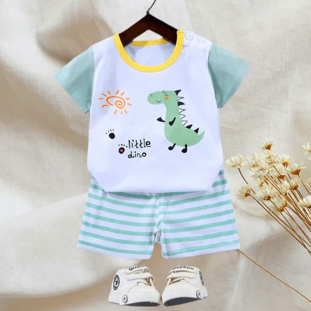 2 Pieces Toddler Boys T-shirt & Shorts Outfit Animal Cartoon Bear Short Sleeve Cotton Set Outdoor Neutral Daily Basic Summer Spring 3-7 Years Short set 30-RABBIT rabbit. Short set 35-Happy Niu Niu