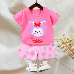 2 Pieces Toddler Boys T-shirt & Shorts Outfit Animal Cartoon Bear Short Sleeve Cotton Set Outdoor Neutral Daily Basic Summer Spring 3-7 Years Short set 30-RABBIT rabbit. Short set 35-Happy Niu Niu