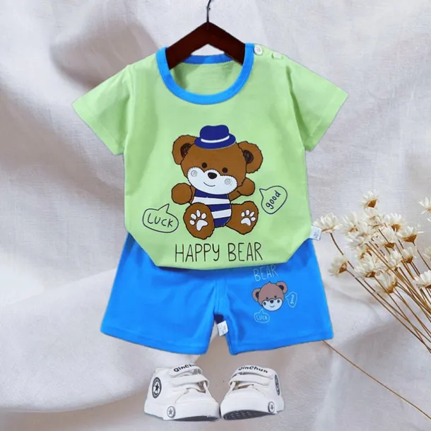 2 Pieces Toddler Boys T-shirt & Shorts Outfit Animal Cartoon Bear Short Sleeve Cotton Set Outdoor Neutral Daily Basic Summer Spring 3-7 Years Short set 30-RABBIT rabbit. Short set 35-Happy Niu Niu