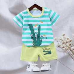 2 Pieces Toddler Boys T-shirt & Shorts Outfit Animal Cartoon Bear Short Sleeve Cotton Set Outdoor Neutral Daily Basic Summer Spring 3-7 Years Short set 30-RABBIT rabbit. Short set 35-Happy Niu Niu