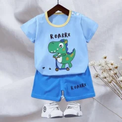 2 Pieces Toddler Boys T-shirt & Shorts Outfit Animal Cartoon Bear Short Sleeve Cotton Set Outdoor Neutral Daily Basic Summer Spring 3-7 Years Short set 30-RABBIT rabbit. Short set 35-Happy Niu Niu
