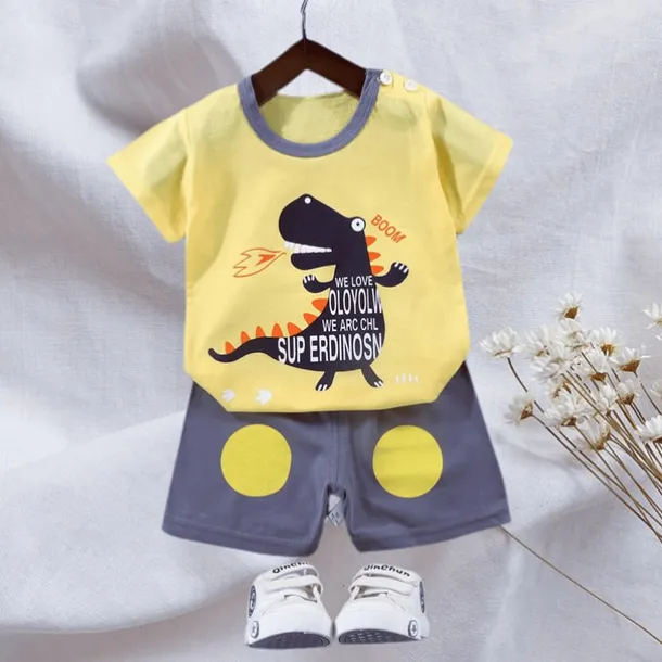 2 Pieces Toddler Boys T-shirt & Shorts Outfit Animal Cartoon Bear Short Sleeve Cotton Set Outdoor Neutral Daily Basic Summer Spring 3-7 Years Short set 30-RABBIT rabbit. Short set 35-Happy Niu Niu
