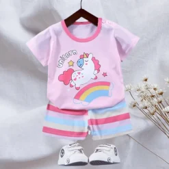 2 Pieces Toddler Boys T-shirt & Shorts Outfit Animal Cartoon Bear Short Sleeve Cotton Set Outdoor Neutral Daily Basic Summer Spring 3-7 Years Short set 30-RABBIT rabbit. Short set 35-Happy Niu Niu