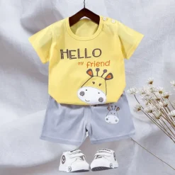 2 Pieces Toddler Boys T-shirt & Shorts Outfit Animal Cartoon Bear Short Sleeve Cotton Set Outdoor Neutral Daily Basic Summer Spring 3-7 Years Short set 30-RABBIT rabbit. Short set 35-Happy Niu Niu