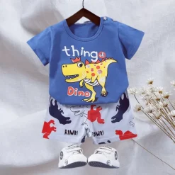 2 Pieces Toddler Boys T-shirt & Shorts Outfit Animal Cartoon Bear Short Sleeve Cotton Set Outdoor Neutral Daily Basic Summer Spring 3-7 Years Short set 30-RABBIT rabbit. Short set 35-Happy Niu Niu