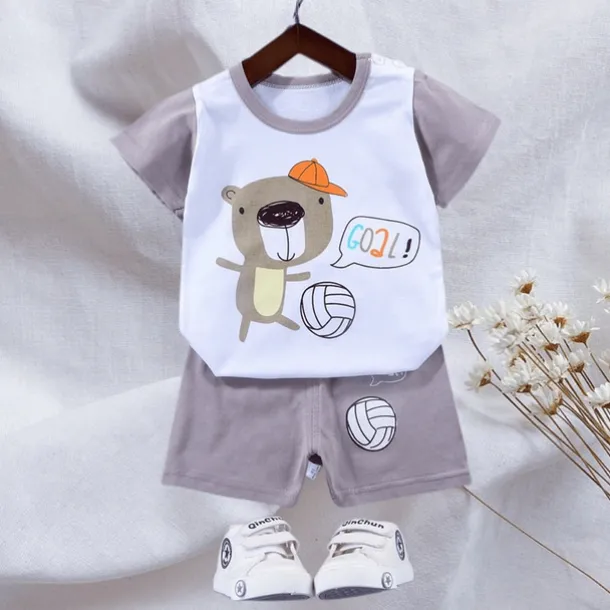 2 Pieces Toddler Boys T-shirt & Shorts Outfit Animal Cartoon Bear Short Sleeve Cotton Set Outdoor Neutral Daily Basic Summer Spring 3-7 Years Short set 30-RABBIT rabbit. Short set 35-Happy Niu Niu