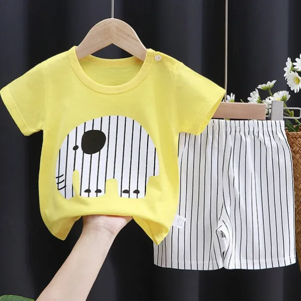 2 Pieces Toddler Boys T-shirt & Shorts Outfit Animal Cartoon Short Sleeve Cotton Set Outdoor Adorable Daily Summer Spring 3-7 Years 3 green teddy bears 9 spectacled bear 13 Stripes Bear