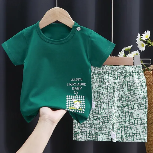 2 Pieces Toddler Boys T-shirt & Shorts Outfit Animal Cartoon Short Sleeve Cotton Set Outdoor Adorable Daily Summer Spring 3-7 Years 3 green teddy bears 9 spectacled bear 13 Stripes Bear