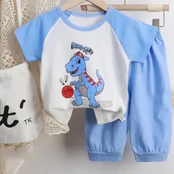 2 Pieces Toddler Boys T-shirt & Shorts Outfit Heart Cartoon Cat Short Sleeve Crewneck Cotton Set Outdoor Fashion Daily Basic Summer Spring 3-7 Years 5-point pants suit--beige cute dog 5-point pants
