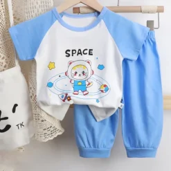 2 Pieces Toddler Boys T-shirt & Shorts Outfit Heart Cartoon Cat Short Sleeve Crewneck Cotton Set Outdoor Fashion Daily Basic Summer Spring 3-7 Years 5-point pants suit--beige cute dog 5-point pants