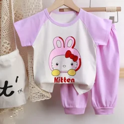 2 Pieces Toddler Boys T-shirt & Shorts Outfit Heart Cartoon Cat Short Sleeve Crewneck Cotton Set Outdoor Fashion Daily Basic Summer Spring 3-7 Years 5-point pants suit--beige cute dog 5-point pants