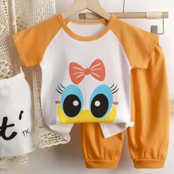 2 Pieces Toddler Boys T-shirt & Shorts Outfit Heart Cartoon Cat Short Sleeve Crewneck Cotton Set Outdoor Fashion Daily Basic Summer Spring 3-7 Years 5-point pants suit--beige cute dog 5-point pants