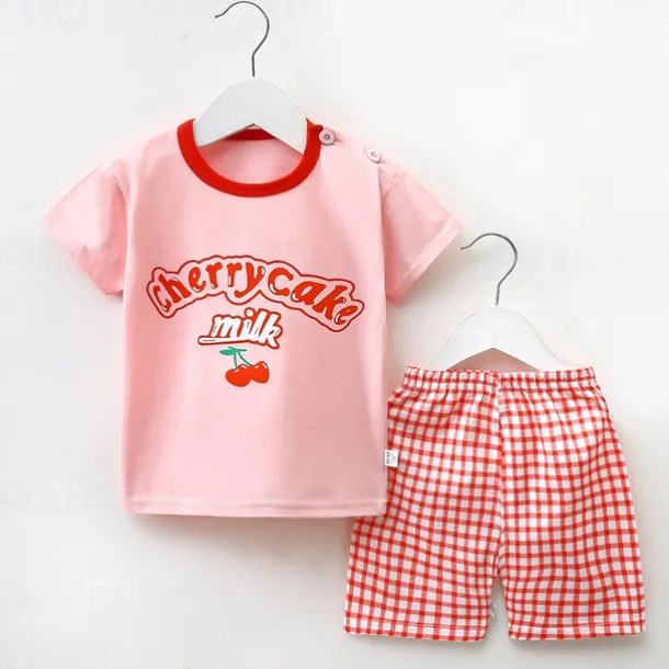2 Pieces Toddler Boys T-shirt & Shorts Outfit Cartoon Bear Stripe Short Sleeve Cotton Set Outdoor Fashion Daily Summer Spring 3-7 Years B73 B55 B64