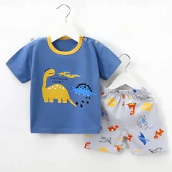 2 Pieces Toddler Boys T-shirt & Shorts Outfit Cartoon Bear Stripe Short Sleeve Cotton Set Outdoor Fashion Daily Summer Spring 3-7 Years B73 B55 B64