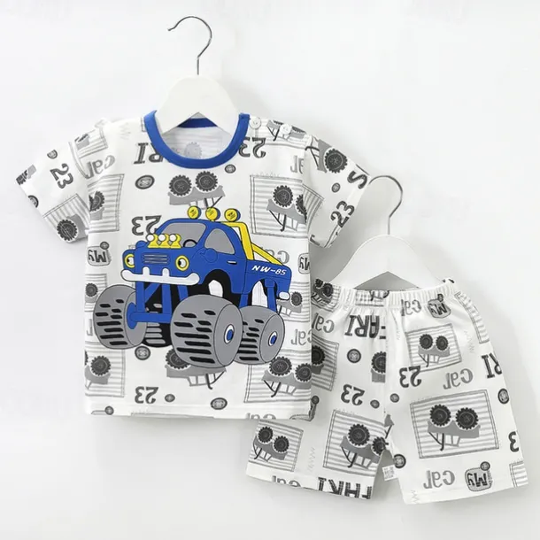 2 Pieces Toddler Boys T-shirt & Shorts Outfit Cartoon Bear Stripe Short Sleeve Cotton Set Outdoor Fashion Daily Summer Spring 3-7 Years B73 B55 B64