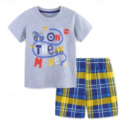2 Pieces Toddler Boys T-shirt & Shorts Outfit Graphic Short Sleeve Set School Fashion Daily Summer Spring 3-7 Years