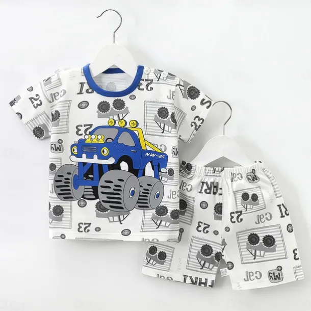 2 Pieces Toddler Boys' T-shirt & Shorts Outfit Cartoon Short Sleeve Cotton Set School Adorable Daily Summer Spring 3-7 Years B60 B73 B52
