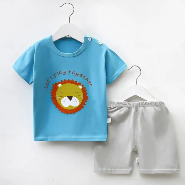 2 Pieces Toddler Boys' T-shirt & Shorts Outfit Cartoon Short Sleeve Cotton Set School Adorable Daily Summer Spring 3-7 Years B60 B73 B52