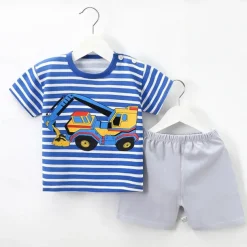 2 Pieces Toddler Boys' T-shirt & Shorts Outfit Cartoon Short Sleeve Cotton Set School Adorable Daily Summer Spring 3-7 Years B60 B73 B52
