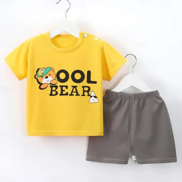 2 Pieces Toddler Boys' T-shirt & Shorts Outfit Cartoon Short Sleeve Cotton Set School Adorable Daily Summer Spring 3-7 Years B60 B73 B52