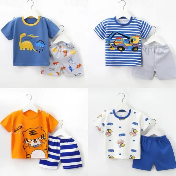 2 Pieces Toddler Boys' T-shirt & Shorts Outfit Cartoon Short Sleeve Cotton Set School Adorable Daily Summer Spring 3-7 Years B60 B73 B52