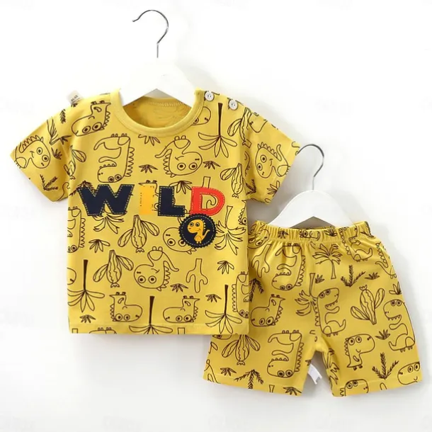 2 Pieces Toddler Boys' T-shirt & Shorts Outfit Cartoon Short Sleeve Cotton Set School Adorable Daily Summer Spring 3-7 Years B60 B73 B52