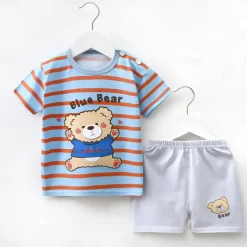 2 Pieces Toddler Boys' T-shirt & Shorts Outfit Cartoon Short Sleeve Cotton Set School Adorable Daily Summer Spring 3-7 Years B60 B73 B52