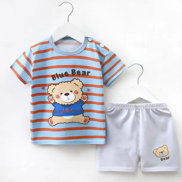 2 Pieces Toddler Boys' T-shirt & Shorts Outfit Cartoon Short Sleeve Cotton Set School Adorable Daily Summer Spring 3-7 Years B60 B73 B52
