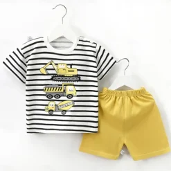 2 Pieces Toddler Boys' T-shirt & Shorts Outfit Cartoon Short Sleeve Cotton Set School Adorable Daily Summer Spring 3-7 Years B60 B73 B52