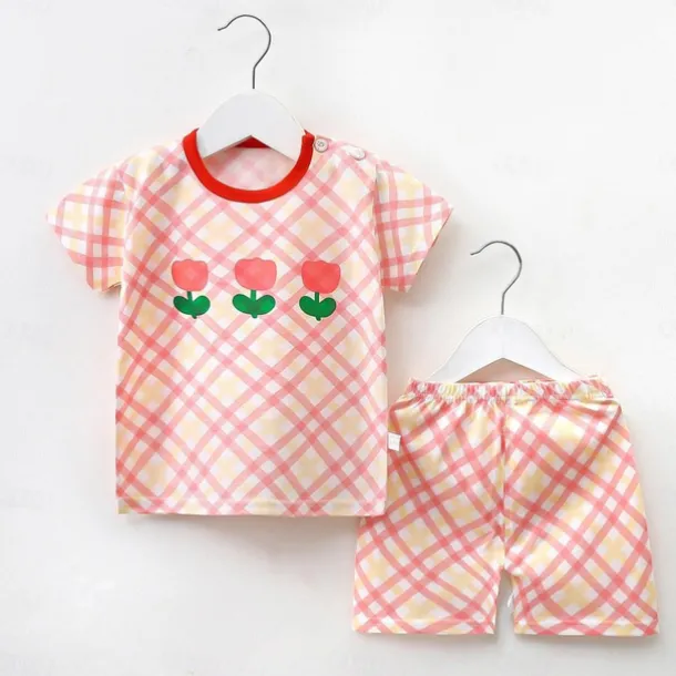 2 Pieces Toddler Boys' T-shirt & Shorts Outfit Cartoon Short Sleeve Cotton Set School Adorable Daily Summer Spring 3-7 Years B60 B73 B52