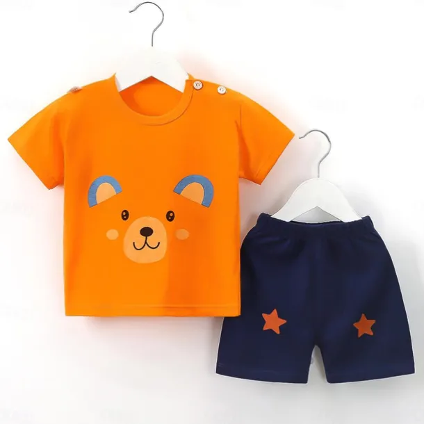 2 Pieces Toddler Boys' T-shirt & Shorts Outfit Cartoon Short Sleeve Cotton Set School Adorable Daily Summer Spring 3-7 Years B60 B73 B52