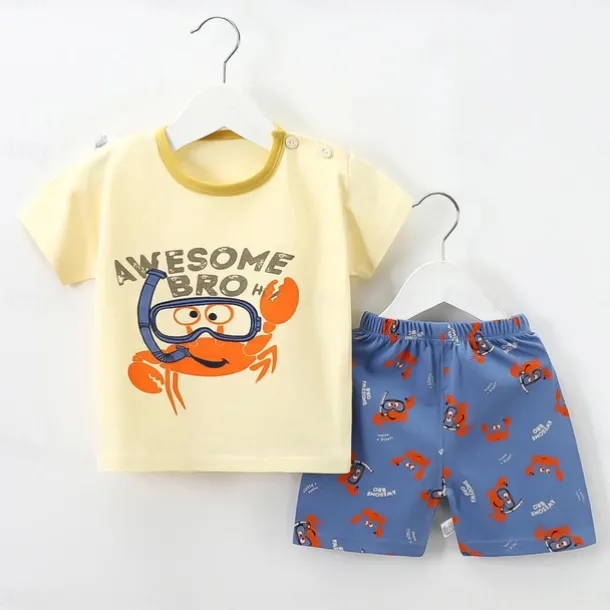 2 Pieces Toddler Boys' T-shirt & Shorts Outfit Cartoon Short Sleeve Cotton Set School Adorable Daily Summer Spring 3-7 Years B60 B73 B52