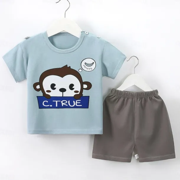 2 Pieces Toddler Boys' T-shirt & Shorts Outfit Cartoon Short Sleeve Cotton Set School Adorable Daily Summer Spring 3-7 Years B60 B73 B52