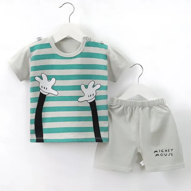 2 Pieces Toddler Boys' T-shirt & Shorts Outfit Cartoon Short Sleeve Cotton Set School Adorable Daily Summer Spring 3-7 Years B60 B73 B52