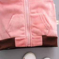 3 Pieces Toddler Girls' Graphic Zipper Pants Suit Set Long Sleeve Active Formal Cotton 3-7 Years Spring Pink Light Brown Khaki