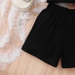 3 Pieces Toddler Girls' Solid Color Dress Set Set Sleeveless Active School 3-7 Years Spring Black Pink Blue