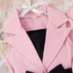 3 Pieces Toddler Girls' Solid Color Dress Set Set Sleeveless Active School 3-7 Years Spring Black Pink Blue